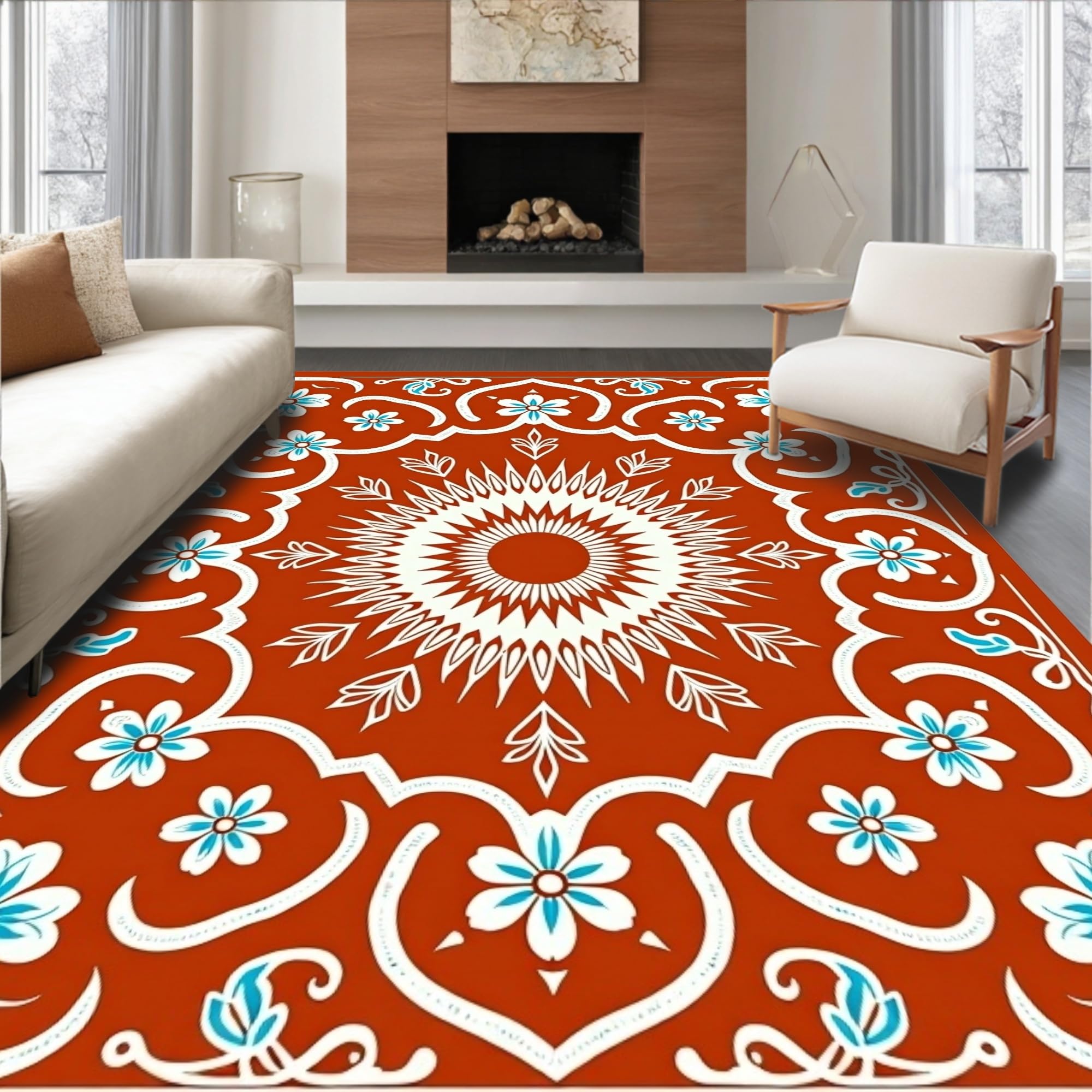 ODIKA Ultra Soft Area Rug 4x6, Whimsical Sun Motif with Interlocking ...