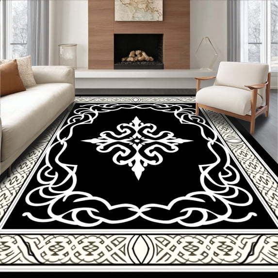 ODIKA 5x7 Machine Washable Non-Slip Area Rug, Classic Motif Low Pile Entry Ultra Soft Rug, None, 554178