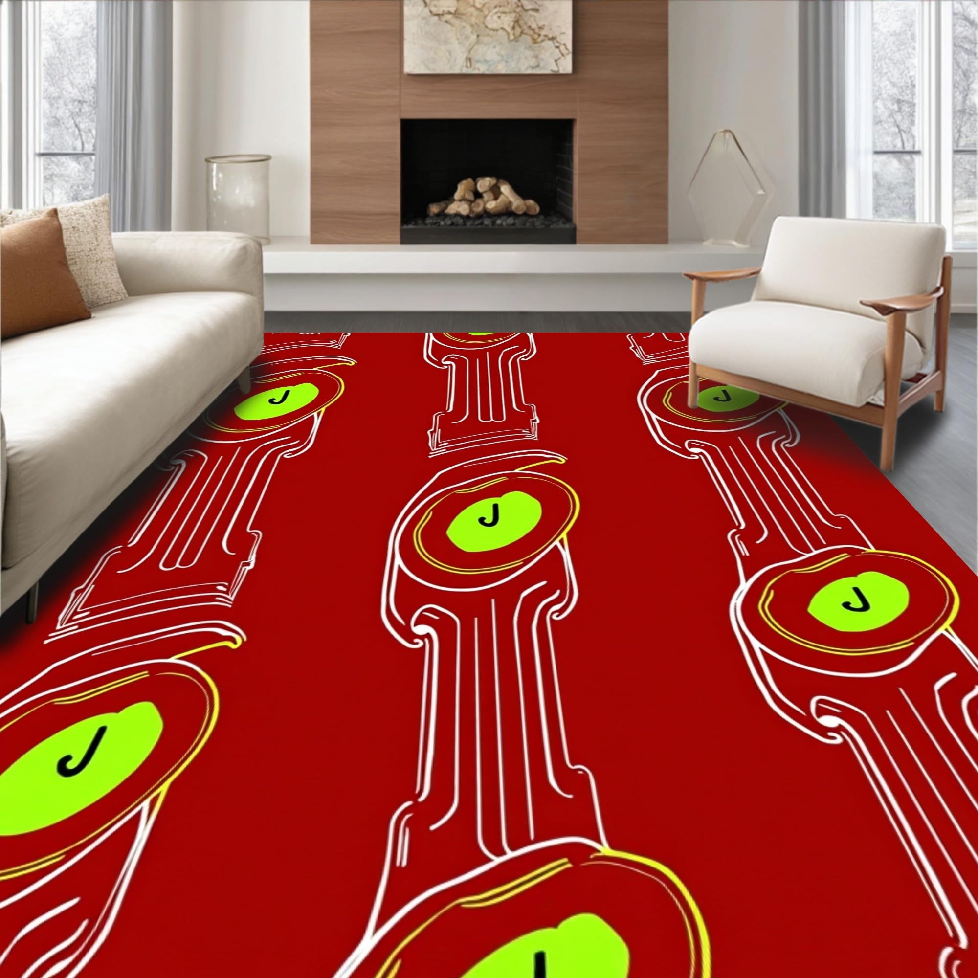 ODIKA Ultra Soft Area Rug 5x7, Glowing Power Button Symbol with ...
