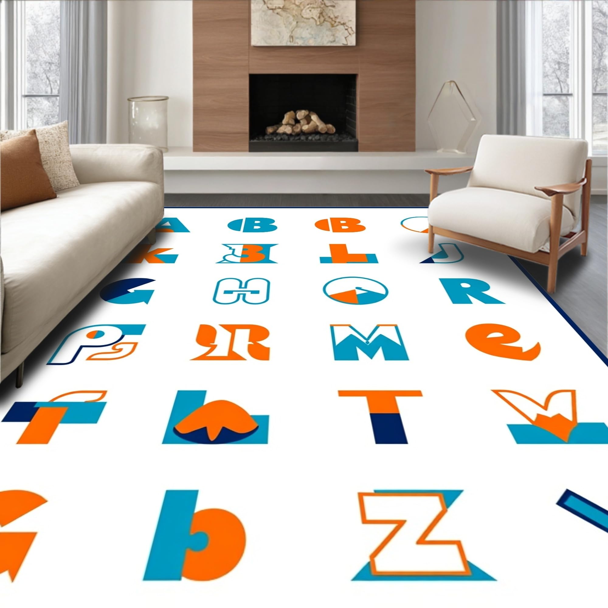 Visual Presentation Rugs ODIKA Ultra Soft Area Rug 5x7, Jumbo Preschool Knowledge with Phonetic ...