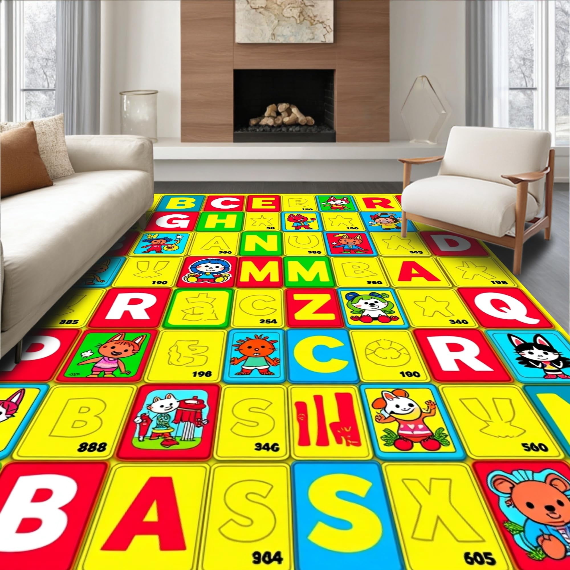 Playful Rug ODIKA Ultra Soft Area Rug 5x7, Learning Letters Playful Design ...