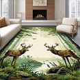 thumbnail image 1 of Ultra Soft Area Rug, Charming Woodland Scene with Deer for, Non Slip, Stain Resistant, Washable Area Rugs for Living Room, Bedroom(Green, 5X7), 1 of 8