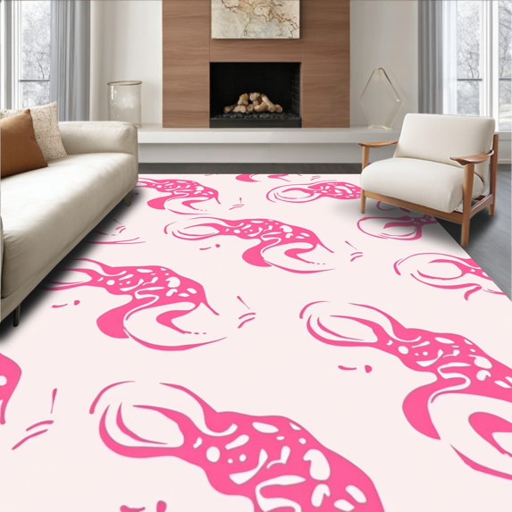 Ultra Soft Area Rug, Elegant Cheetah Spot Design with Fluid and Gentle Hues, Non Slip, Stain Resistant, Washable Area Rugs for Living Room, Bedroom(Pink, 5X7)