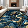 thumbnail image 1 of Ultra Soft Area Rug, Enchanting Dragon Themed Artistry, Non Slip, Stain Resistant, Washable Area Rugs for Living Room, Bedroom(Blue, 5X7), 1 of 8