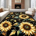 thumbnail image 1 of Ultra Soft Area Rug, Rustic Graphic Flower Arrangement, Non Slip, Stain Resistant, Washable Area Rugs for Living Room, Bedroom(Black, 5X7), 1 of 8