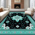 thumbnail image 1 of Ultra Soft Area Rug, Trendy Black Teal Geometric Blend, Non Slip, Stain Resistant, Washable Area Rugs for Living Room, Bedroom(Black, 5X7), 1 of 8