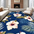 thumbnail image 1 of Ultra Soft Area Rug, Trendy Navy Floral Composition, Non Slip, Stain Resistant, Washable Area Rugs for Living Room, Bedroom(Blue, 5X7), 1 of 8