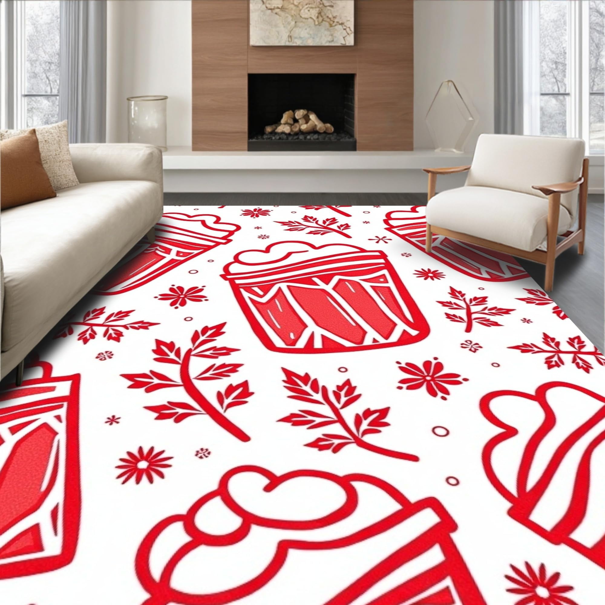 ODIKA Ultra Soft Area Rug 5x7, Winter Cup Design Featuring Intertwined ...