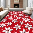 thumbnail image 1 of ODIKA 5x7 Machine Washable Non-Slip Area Rug, Winter Snowflake Poinsettia Bloom Floor Seasonal Ultra Soft Rug, None, 626257, 1 of 7