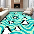 thumbnail image 1 of ODIKA 6 Machine Washable Non-Slip Area Rug, Arctic Adventure Featuring Cheerful Penguins and Abstract Wave Ultra Soft Rug, None, 721012, 1 of 7