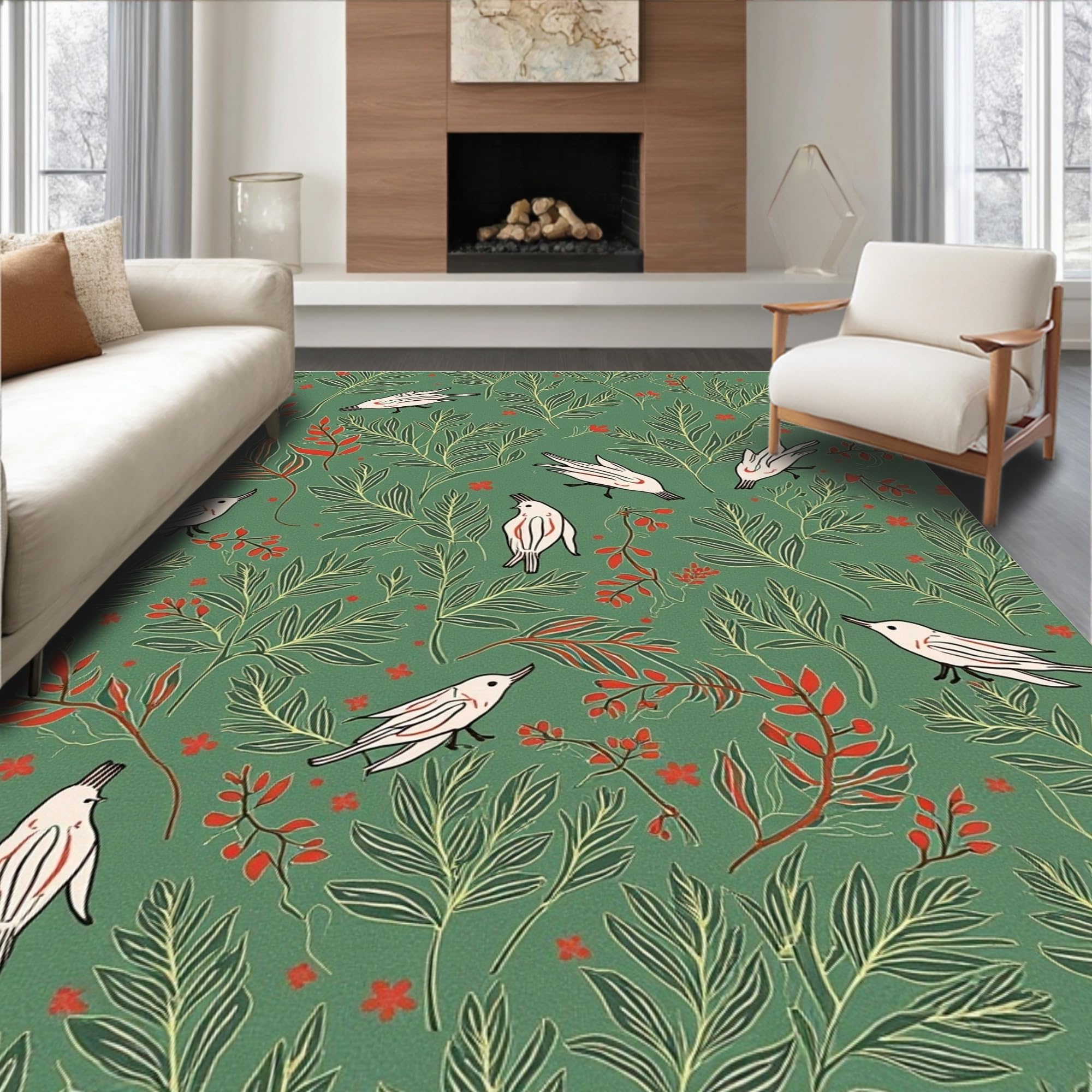 Natural Rug Print ODIKA Ultra Soft Area Rug 6x6, Non Slip, Stain Resistant, Washable Area ...