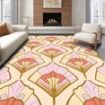 thumbnail image 1 of ODIKA 6x9 Machine Washable Non-Slip Area Rug, Art Fan Arrangement with Radiant Peach Highlights and Stylized Geometry Ultra Soft Rug, None, 538912, 1 of 7