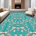 thumbnail image 1 of ODIKA 6x9 Machine Washable Non-Slip Area Rug, Chic Boho Latticework with Flourishing Petal Emblems Ultra Soft Rug, None, 533555, 1 of 7