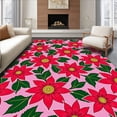 thumbnail image 1 of ODIKA 6x9 Machine Washable Non-Slip Area Rug, Festive Poinsettia Bloom Yarn Hook Floor Kit Adults Needlework Ultra Soft Rug, None, 649663, 1 of 7
