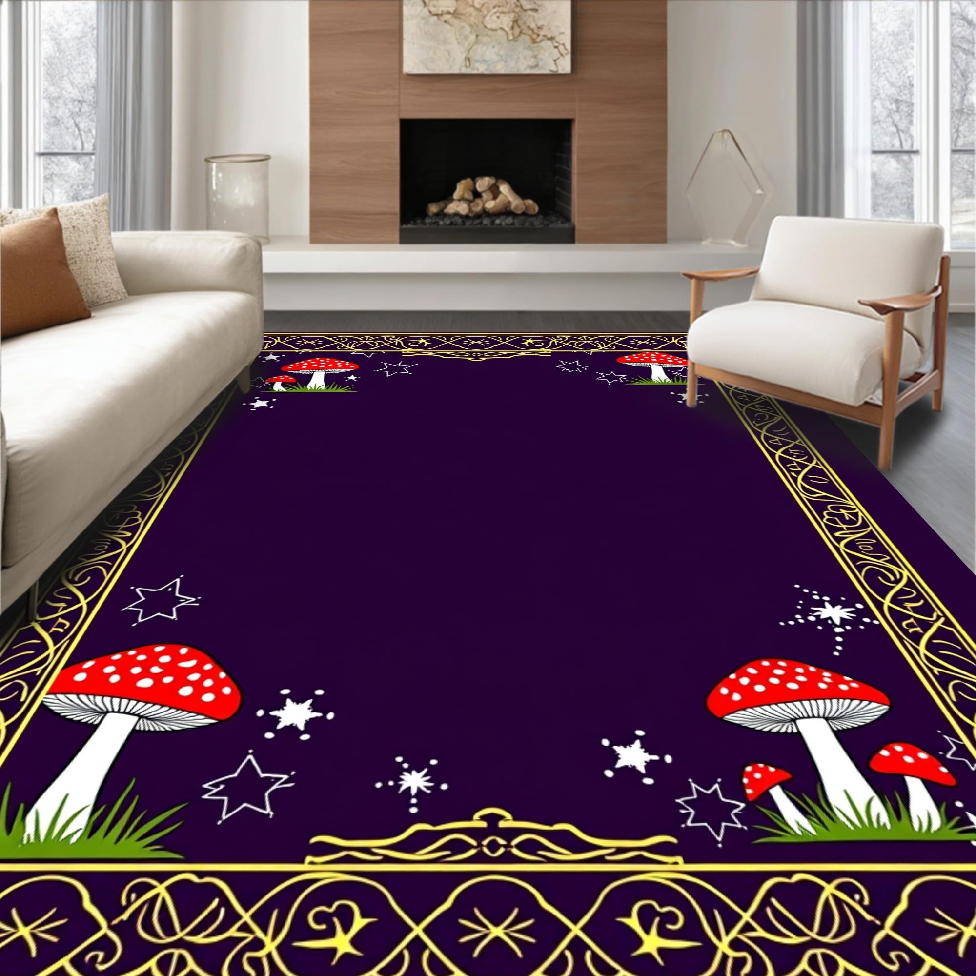 Toadstool Rug ODIKA Ultra Soft Area Rug 6x9, Gothic Enchanted Forest Toadstools with ...
