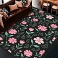 thumbnail image 1 of Ultra Soft Area Rug, Enchanted Fairytale Meadow with Stylized Wildflower Scrollwork, Non Slip, Stain Resistant, Washable Area Rugs for Living Room, Bedroom(Black, 6X9), 1 of 8