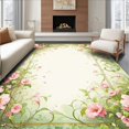 thumbnail image 1 of Ultra Soft Area Rug, Romantic Bow Tied Floral Array with Scattered Petals and Artistic Swirls, Non Slip, Stain Resistant, Washable Area Rugs for Living Room, Bedroom(Pink, 6X9), 1 of 8
