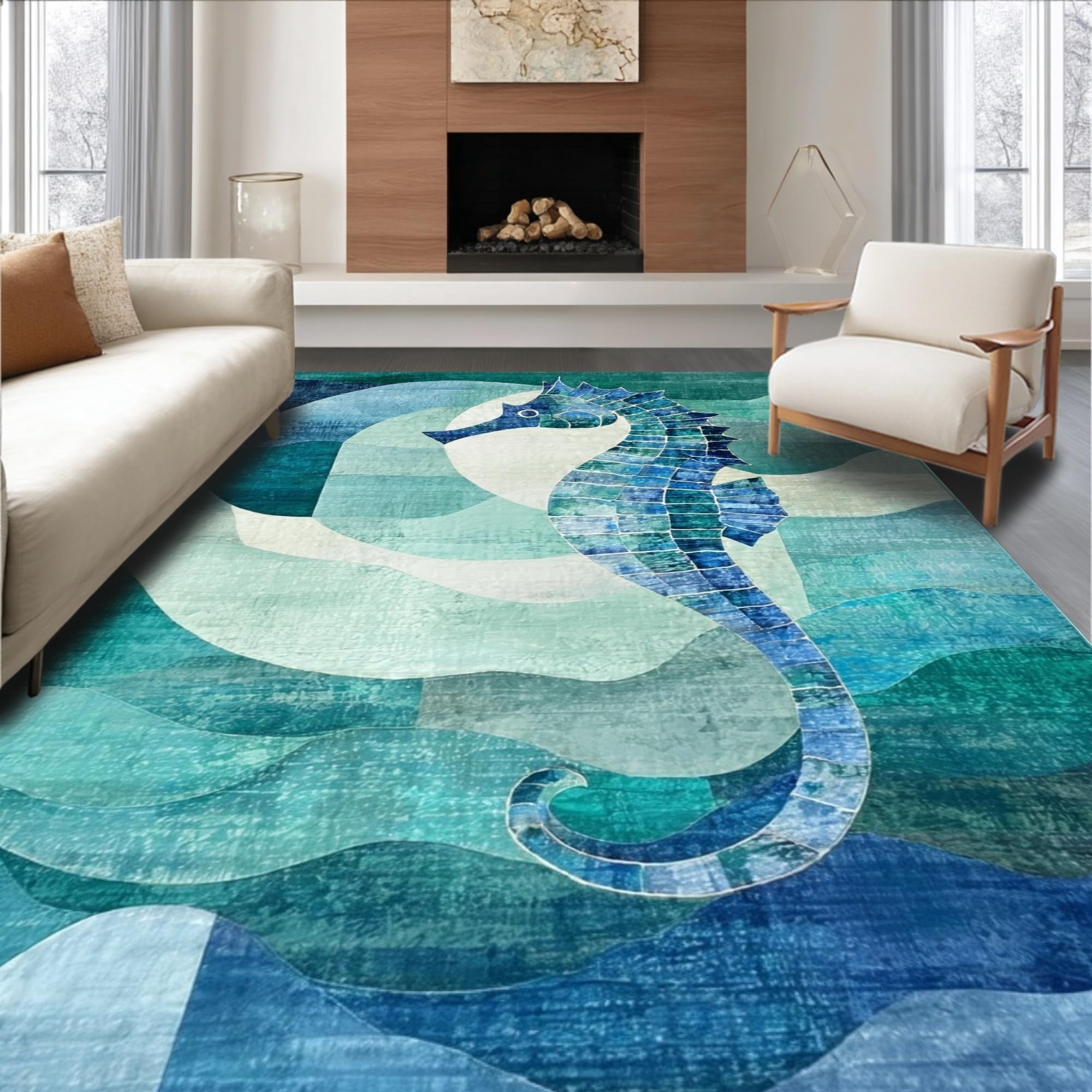 Oceanic Throw Rigs ODIKA Ultra Soft Area Rug 6x9, Non Slip, Stain Resistant, Washable Area ...