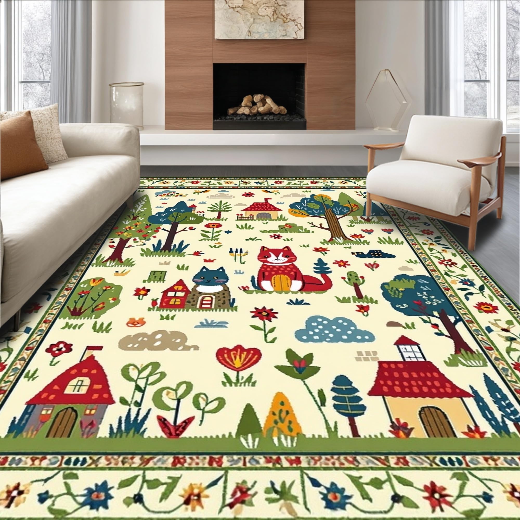 ODIKA Ultra Soft Area Rug 6x9, Non Slip, Stain Resistant, Washable Area ...