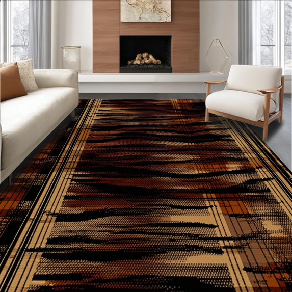 ODIKA Ultra Soft Area Rug 6x9, Non Slip, Stain Resistant, Washable Area Rugs for Living Room, Bedroom, Wildlife-Inspired Luxurious Aesthetic (Brown, 6x9)