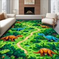thumbnail image 1 of Ultra Soft Area Rug, Colorful Dino Track Scene, Non Slip, Stain Resistant, Washable Area Rugs for Living Room, Bedroom(Green, 6X9), 1 of 8