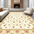 thumbnail image 1 of Ultra Soft Area Rug, Subtle Beige Floral Accents, Non Slip, Stain Resistant, Washable Area Rugs for Living Room, Bedroom(Beige, 6X9), 1 of 8