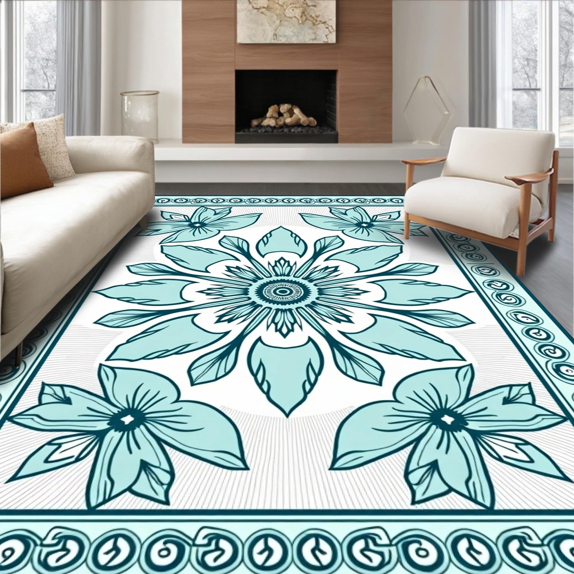 ODIKA Ultra Soft Area Rug 6x9, Zen Garden Lotus Blossom with Peaceful ...