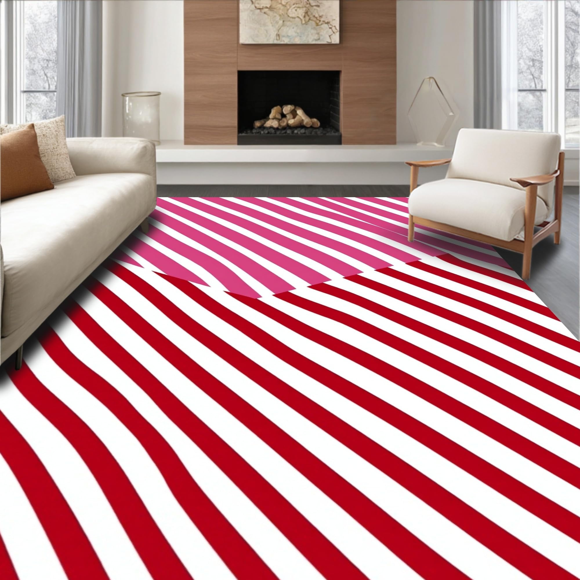 ODIKA Ultra Soft Area Rug 8, Whimsical Cane Stripe Seasonal Front Door ...