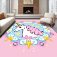 thumbnail image 1 of ODIKA 8x10 Machine Washable Non-Slip Area Rug, Fairytale Unicorn Surrounded by Interlocking Clouds and Shimmering Starbursts Ultra Soft Rug, None, 645808, 1 of 7