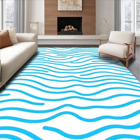 ODIKA 8x10 Machine Washable Non-Slip Area Rug, Minimalist Scandinavian Wave Design Ultra Soft Rug, None, 541627