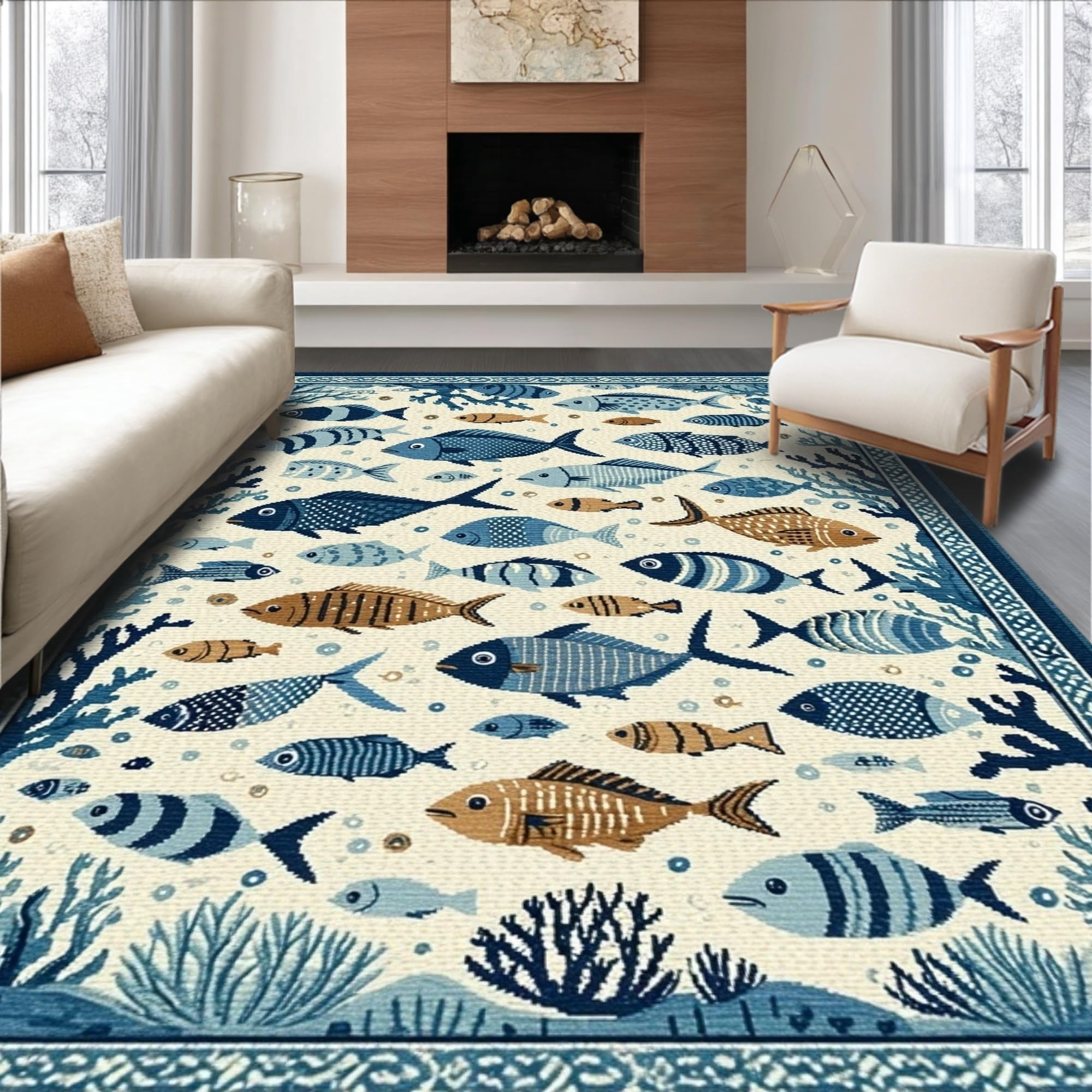 Oceanic Throw Rigs ODIKA Ultra Soft Area Rug 8x10, Non Slip, Stain Resistant, Washable ...