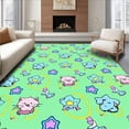 thumbnail image 1 of ODIKA 8x10 Machine Washable Non-Slip Area Rug, Whimsical Cartoon Feline Parade Interlocking Stars Ultra Soft Rug, None, 515396, 1 of 7