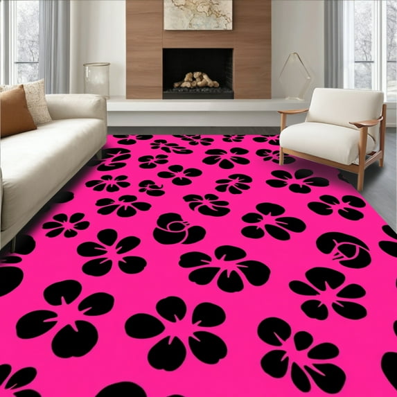 Ultra Soft Area Rug, Untamed Wilderness Interlocking Spotted Art Collection, Non Slip, Stain Resistant, Washable Area Rugs for Living Room, Bedroom(Pink, 8X8)