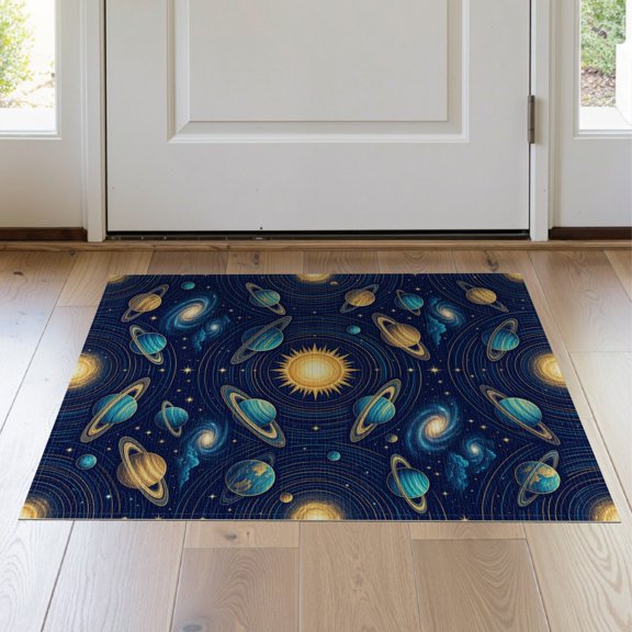 ODIKA Universe Map With Orbiting Planets And Star Cluster Galaxy System Refined Stain Resistant Thin Throw for Entryway, Kitchen, Laundry Room
