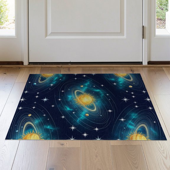 ODIKA Universe Map With Planet And Star Cluster Motif Galaxy System Refined Non-Slip Low Profile for Hallway, Study Room, Playroom