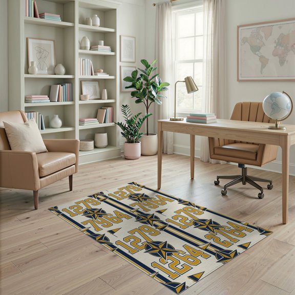 ODIKA Varsity Star With Sideline Stripe Crest Design Texas Football Retro Non-Slip Chair-Friendly for Home Office, Gaming Room, Under Desk