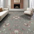 thumbnail image 1 of ODIKA 6'x9' Washable Area Rug Vintage Blossom Round Classic Eastern Decorative Motif Style for Family Room, Living Room, Master Bedroom, Non-Slip, Easy Care, 1 of 7