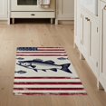 thumbnail image 1 of ODIKA Vintage Fish Bass Fishing Theme Lure Motif Stars Stripes Border for Entryway, Kitchen, Mudroom, Stain Resistant Flatwoven, 1 of 7