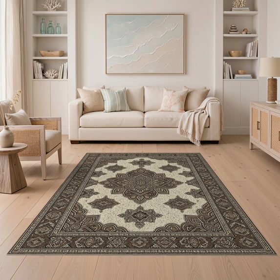 ODIKA Vintage Southwestern Salt Speckled Abstract Spotted Distressed Refined Easy Care Kids Safe for Small Living Room, Playroom, Bedroom
