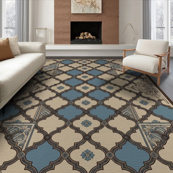 ODIKA Vintage Traditional Crosshatch Covering Distressed for King Size Bedroom, Master Suite, Under Bed, Foldable Easy Care