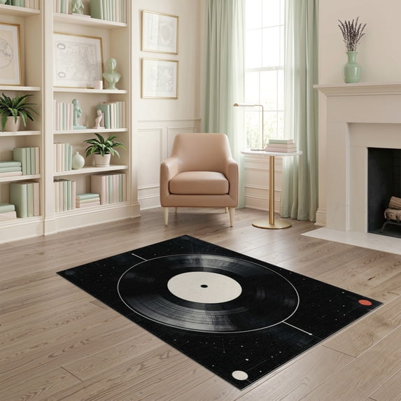 ODIKA Vinyl Record Minimalist Retro Music Disc Concentric Groove Rings for Home Office, Gaming Room, Under Desk, Non-Slip Chair-Friendly