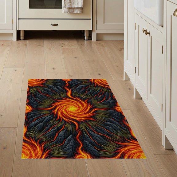ODIKA Volcano Deep Abstract Vortex Molten Pile Volcanic Cracked Rock for Home Office, Hallway, Laundry Room, Non-Slip Chair-Friendly