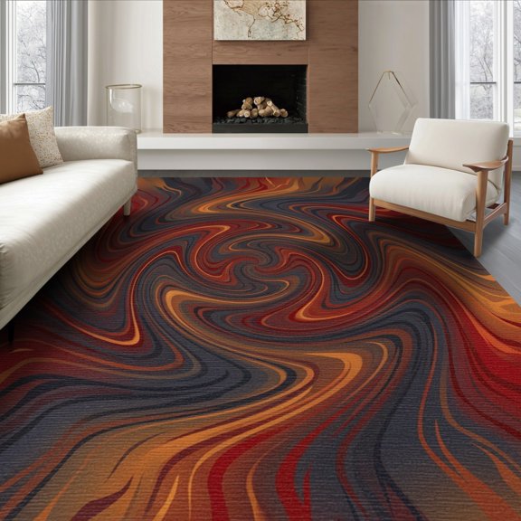 ODIKA Volcano Spiral Deep Geometric Swirl Contemporary Pile Volcanic for King Size Bedroom, Master Suite, Under Bed, Foldable Easy Care