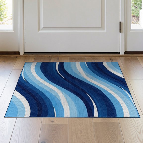 ODIKA Wave Abstract Diagonal Gradient Flow Flowing Stripe Bands Ombre Dynamic Stain Resistant Thin Throw for Entryway, Kitchen, Laundry Room