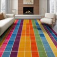 thumbnail image 1 of ODIKA Whimsical Checkered Stripe Maximalist Contemporary Funky Plush for Dining Room, Under Table, Office, Non-Slip Chair-Friendly Floor, 1 of 7