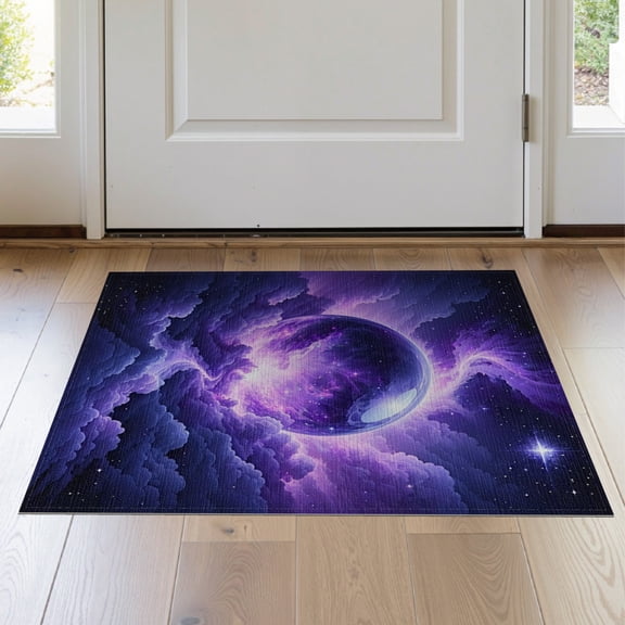ODIKA Witchy Galaxy Eight Nebula Stars Planets Tufted Irregular Made Stain Resistant Thin Throw for Entryway, Kitchen, Laundry Room