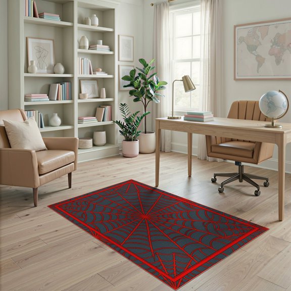 ODIKA With Interlocking Strands And Spotted Accents Spider Web Refined Structured Stain Resistant Low Profile for Dorm Room, Small Living Apartment