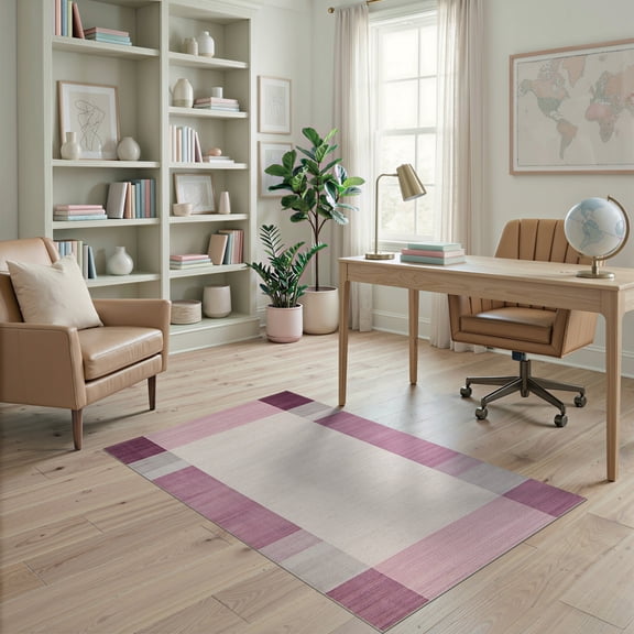ODIKA Wool Checkered Colorblock Bordered Grid Minimalist Squares Geometric Non-Slip Chair-Friendly for Home Office, Gaming Room, Under Desk