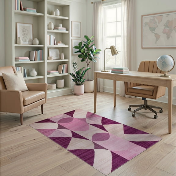 ODIKA Wool Checkered Geometric Colorblock Abstract Motif Grid Minimalist Stain Resistant Low Profile for Dorm Room, Small Living Apartment