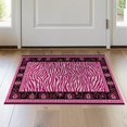 thumbnail image 1 of ODIKA Zebra Leopard Pink Stripe Spotted Print Border Mixed Bold Striped Stain Resistant Thin Throw for Entryway, Kitchen, Laundry Room, 1 of 7